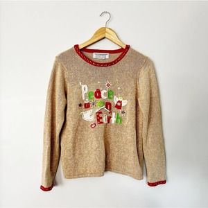 90s Peace On Earth Christmas Holiday Sweater | Small